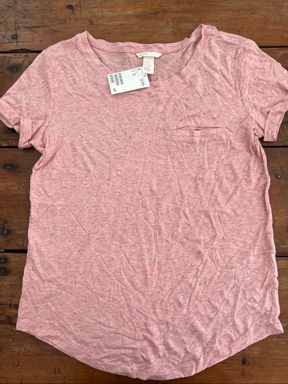 H&M Pink Heather Short Sleeve Pocket Tee - Size XS